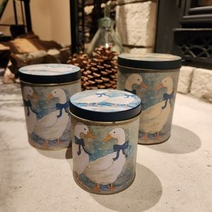 Vintage R.O.C. Nesting Goose Geese Storage Tin (Set of 3)
